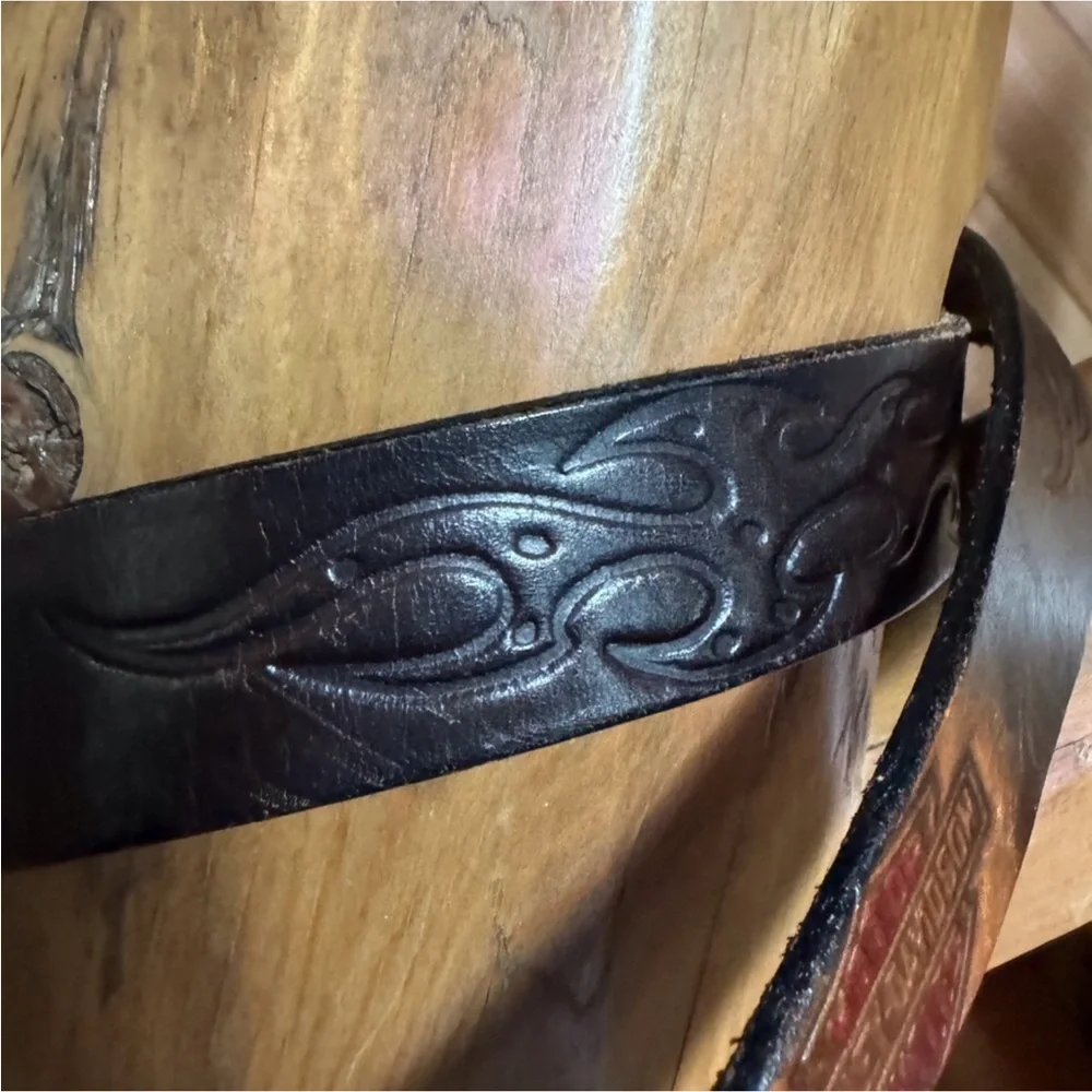 Vintage tooled leather / handmade Harley-Davidson leather belt